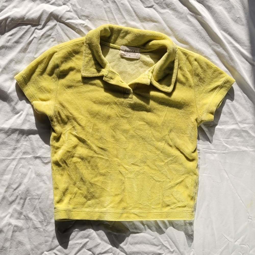 Sunny Yellow Polo Crop Top